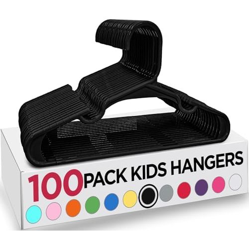 Utopia Home Kids Hangers 100 Pack - Plastic Baby Hangers for Closet - Childrens Hanger for Clothes & Infant Hanger for Closet - for Everyday Standard Use (Black)