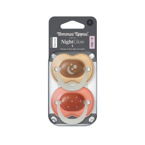 Tommee Tippee Soother Night Glow 6-18 Months 2 Pack Multi