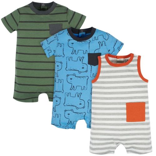 Onesies Brand Boys' 3-Pack Short Sleeve and Sleeveless Rompers