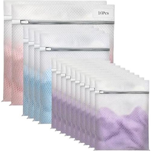 Mesh Laundry Bags for Delicates - 12x16/16x20/24x24 Inches Washing Bags for Bras, Lingerie, Socks, Baby Clothes, 3 sizes 16 Pack