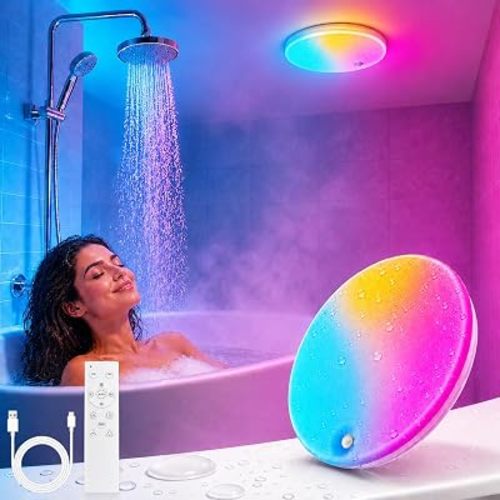IP65 Waterproof Shower Light, Rechargeable Motion Sensor Ceiling Light