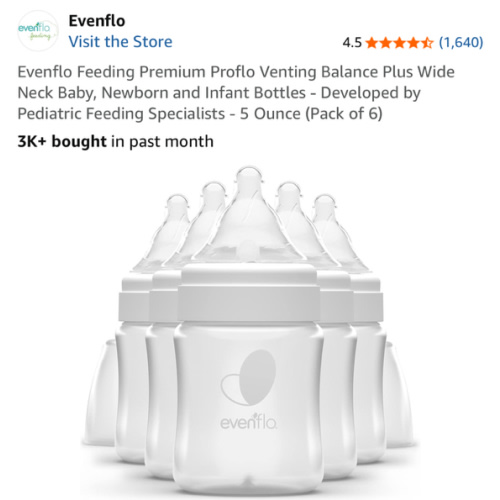 Evenflo Feeding Premium Proflo Venting Balance Plus Wide Neck Baby, Newborn and Infant Bottles - Developed by Pediatric Feeding Specialists - 5 Ounce (Pack of 6)