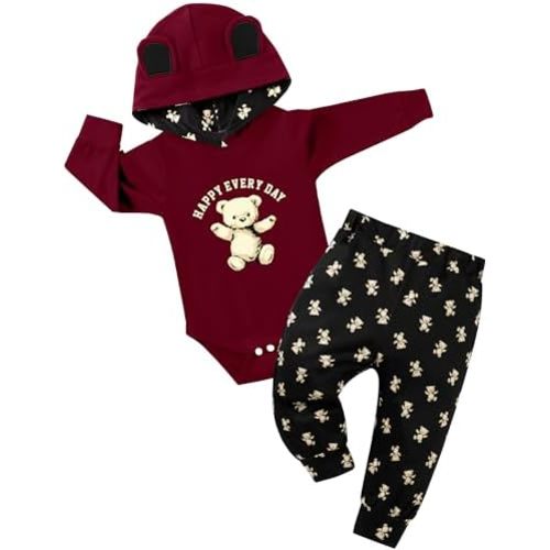 Baby Clothes Boy Newborn Outfits Animal Print Long Sleeve Romper and Pants 2PCS Fall Winter Infant Clothing Set
