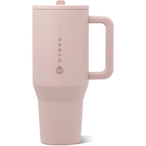 HydroJug Traveler 40oz, Insulated Tumbler with Handle & Straw, Dusty Rose