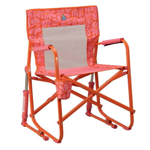 GCI Outdoor Freestyle Rocker, Foldable Rocking Camping Chair, Orange Floral, Portable, Durable