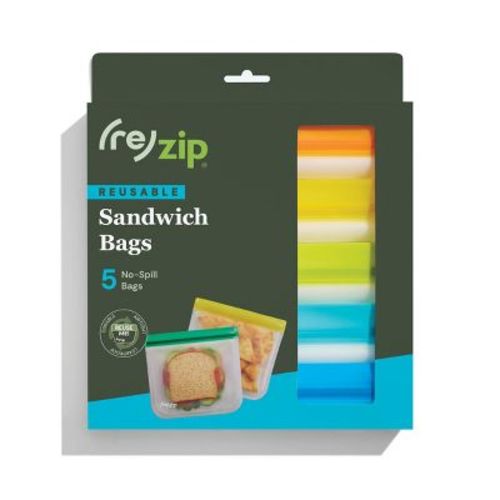 (re)zip Reusable Leakproof Flat Sandwich Lunch Bags - 5pk: BPA-Free, Household, Plastic