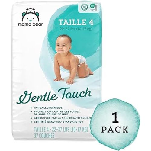Amazon Brand - Mama Bear Gentle Touch Diapers, Hypoallergenic, Size 4, 37 Count, White