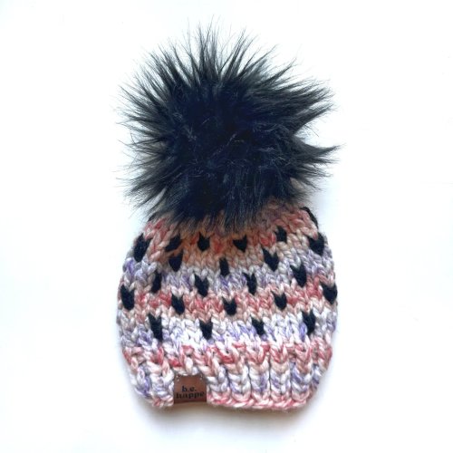 Baby Knit Pom Hat | Infant Pink Pom Beanie b.e.happe