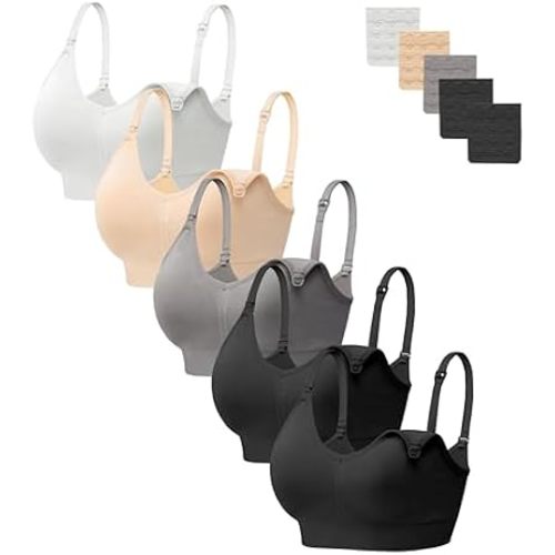 HBselect Women Maternity Bras 5 Pack Nursing Bras for Breastfeeding