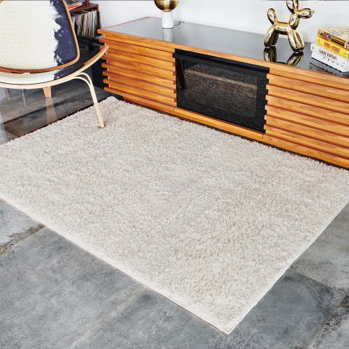 BELLEZE Parma Luxury Ultra Soft Fluffy Area Rug Modern Indoor Shaggy Plush Fluffy Nursery Rugs Floor Carpet For Home Decor Living Room Bedroom 5x8 Feet, Ivory White