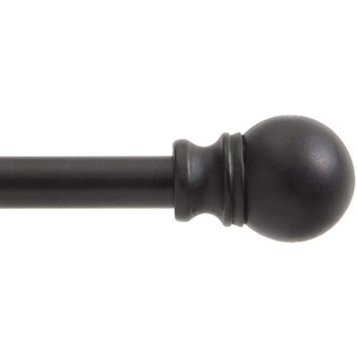 Kenney Davenport 1/2" Petite Café Decorative Window Curtain Rod, 28-48", Matte Black - 28-48 in
