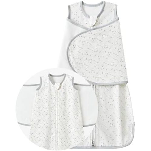 Newborn Sleep Sack Baby Swaddle 0-6 Months, Houdini Proof 1.0 TOG Zipper Wearable Blanket, Warm Nursery Swaddle for Boy Girl