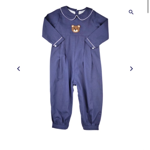 Navy Oxford Bear Baby Romper – Soft, Stylish, and Adorable Baby Outfit – The Bella Bean