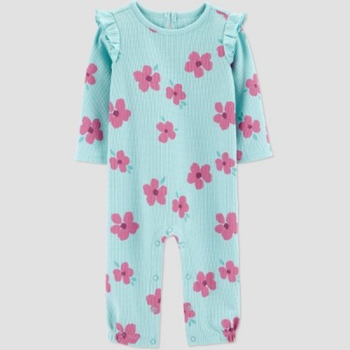Carter's Just One You® Baby Girls' Floral Long Sleeve Romper - Purple/Mint Green Newborn
