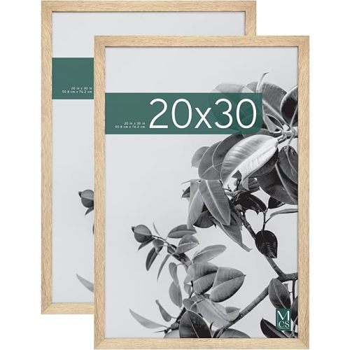MCS Studio Gallery 20x30 Poster Frame Natural Woodgrain Engineered Wood, Vertical & Horizontal Wall Hanging Large Picture Frame for Photos, Posters & Art Prints (2-Pack)