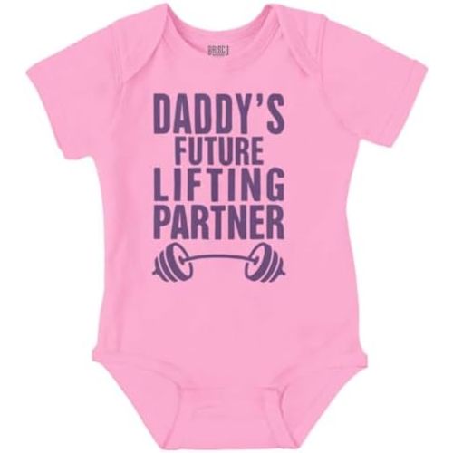 Brisco Brands Fathers Day Daddys Future Gym Partner Baby Bodysuit Jumper Boys
