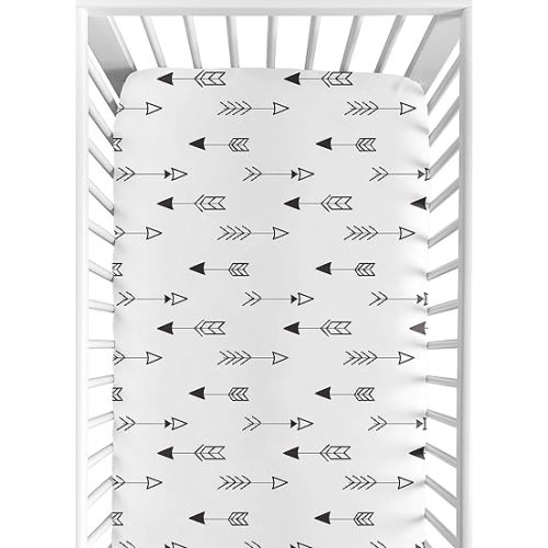Sweet Jojo Designs Black and White Arrow Boy, Girl, Unisex/Gender Neutral Baby Fitted Crib Sheet for Infant Newborn Nursery Toddler Bed Room Standard Mattress - for Black and White Fox Collection