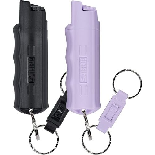 SABRE Pepper Spray, Quick Release Keychain for Easy Carry and Fast Access, Finger Grip for Faster Aim, 3X Longer Spray Time - Up to 10 Seconds, Max Police Strength OC Spray, 0.54 fl oz, Secure Safety