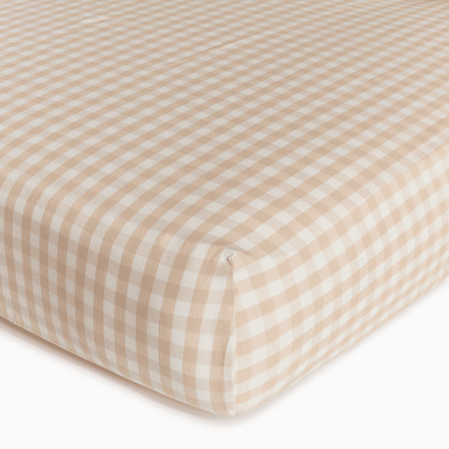 Soundly Percale Organic Crib Sheet - Tan Gingham