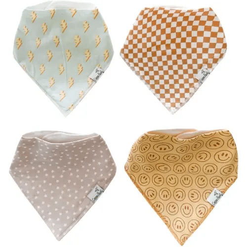 Copper Pearl 4 Pack Soft Cotton Baby Bibs for Drooling and Teething, Absorbent Drool Bibs for Baby Girl and Boy, Adjustable to Fit Newborns to Toddlers, Tons of Styles (Vance)