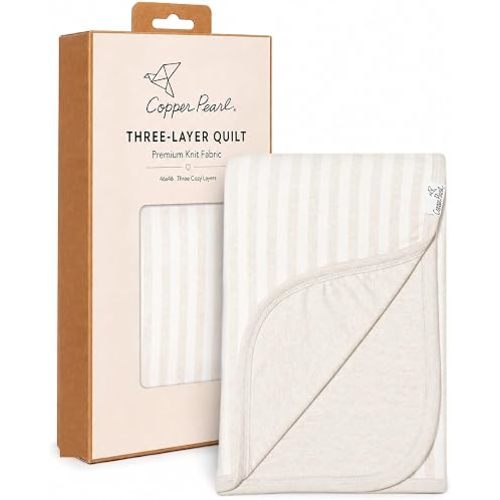 Copper Pearl Jumbo 3-Layer Baby Blanket: Soft Baby Quilts for Boys and Girls | Breathable, Cozy, Toddler Blanket | Baby Quilt for Newborns | 46x46 Premium Polyester/Rayon | Coastal