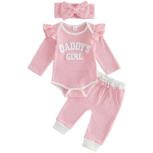 Sejardin Infant Baby Girl Fall Clothes Waffle Newborn Daddys Girl Outfit