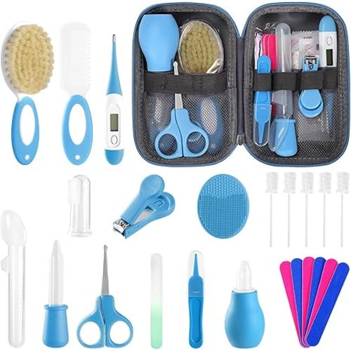 Baby Healthcare and Grooming Kit for Newborn Kids, 24PCS Upgraded Safety Baby Care Kit, Newborn Nursery Health Care Set, Baby Care Product (Grey White)