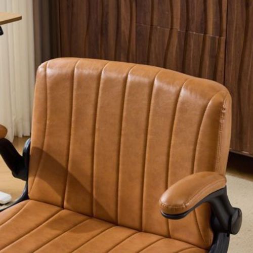 Karl Home | Oil-Waxed Leather Swivel Chair With Flip-Up Armrests