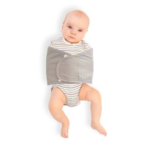 bebon Baby Arm Swaddle | Adjustable Swaddle Wrap for Newborns and Infants – Dual-Wing Design Comfortably Secures Arms Only | Ultra-Soft Cotton (Grey, Large)