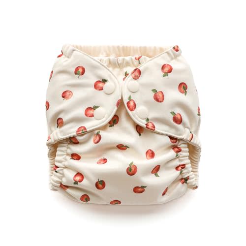 Esembly Cloth Diaper Cover, Apple Orchard, Size 1 (7-17lbs) | Reusable, Waterproof, Breathable and Adjustable Outer Layer Over Absorbent Inner, Blowout Protection and Reusbale Swim Diaper