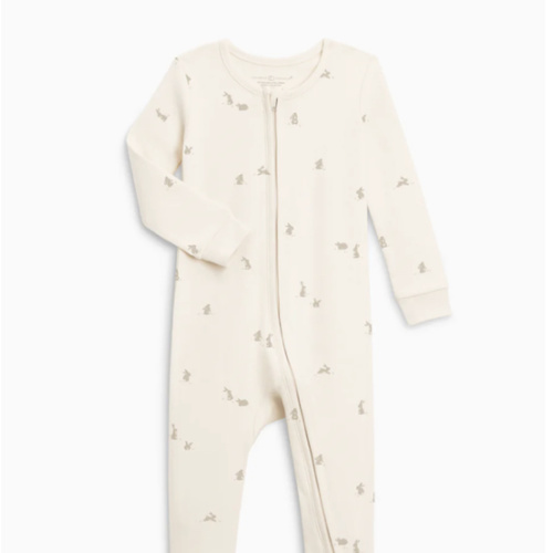 Colored Organics - Peyton Zipper Sleeper | Bunny / Oat + Clay