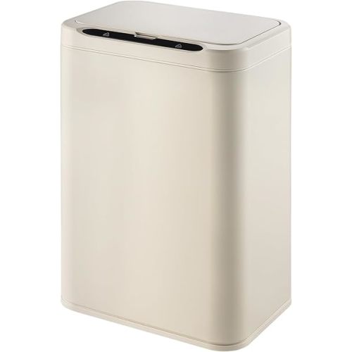 ELPHECO Stainless Steel Office Trash Can Motion Sensor Garbage Can Touchless Smart Trash Can Automatic Waste Bin for Kitchen, Office, Bathroom (Cream Beige, 5.5 Gallons)