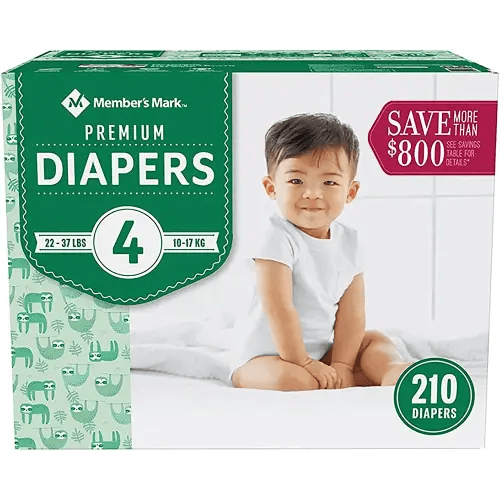 Member's Mark Premium Baby Diapers, Size 4 (22-37 Pounds), 210 Count