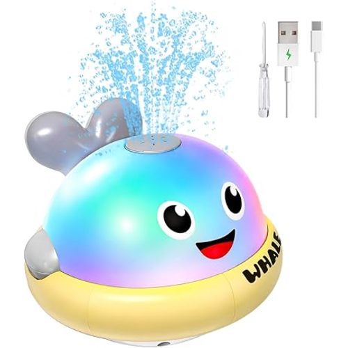 Baby Bath Toys: Bath Whale Toy Sprinkler, Light Up Bath Toys for Kids Ages 1-3, Bathtub Outdoor Water Pool Toys for Toddlers 1 2 3 Year Old, Birthday Gift for Boys & Girls (Grey)