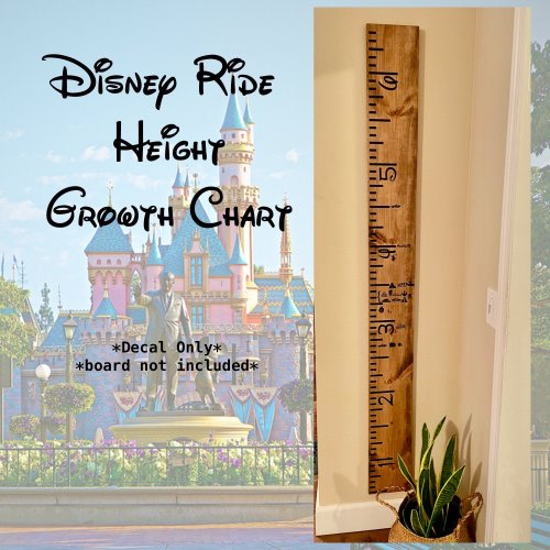 Disney Growth Chart Ruler with Ride Heights Disneyland Disney World (No Board Included) Only Vinyl Transfer included
