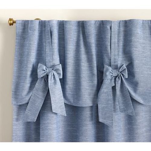 Custom Evelyn Bow Panel , 44x84 , Chambray Blue
