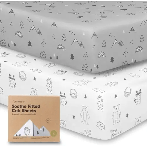 KeaBabies 2-Pack Organic Crib Sheets for Boys, Girls - 52x28 Fitted Crib Mattress Sheet Neutral, Breathable Jersey Cotton Cover for Baby Bed, Toddler Mattress, Soft & Cute Prints (Woodland)