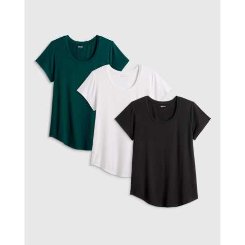 Bamboo Nursing Scoop Neck Tee 3 Pack, Size Small