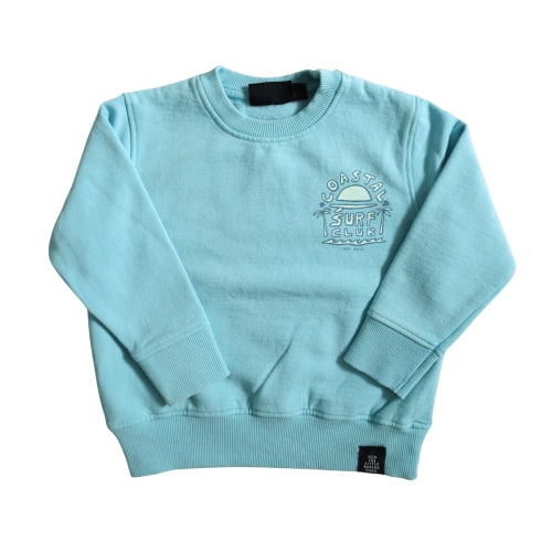 Light Blue Coastal Surf Little Surfer Dude Crewneck