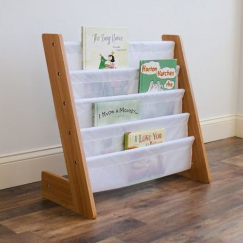 Humble Crew Kids' Journey L-Shaped 4 Tier Bookshelf White/Natural: MDF Frame, 24" Height, 4 Shelves, Ages 2+