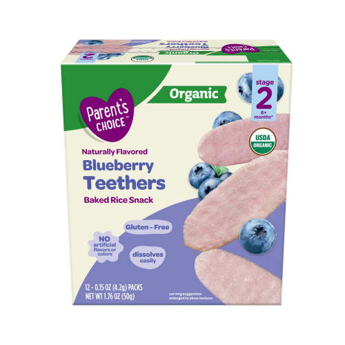 Parent's Choice Blueberry Rice Rusks Baby Snacks, Stage 2, 12 Pack
