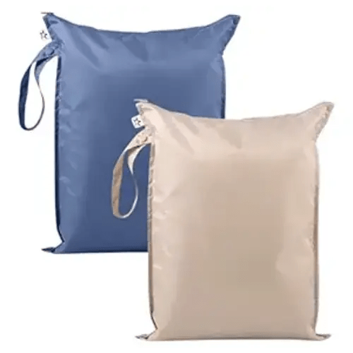 Tiny Twinkle Mess Proof Wet Bags | 2-Pack Reusable Waterproof Wet Bags for Swimsuits | Baby Clothes | Travel & Diaper Bag (Periwinkle,Pebble)