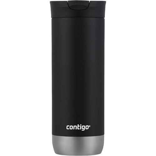Huron Vacuum-Insulated Stainless Steel Travel Mug, 16oz Licorice - Leak-Proof Lid for Hot/Cold Beverages, Fits Most Cup Holdersand Brewers