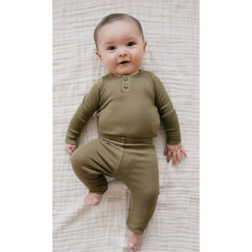 Organic Cotton Modal Long Sleeve Bodysuit - Herb