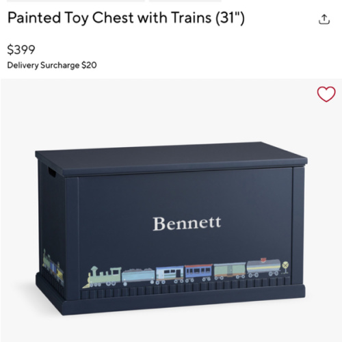 Painted Toy Chest with Trains (31")