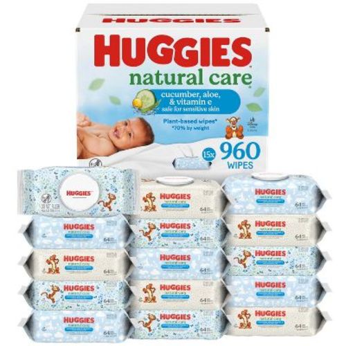 Huggies Natural Care Scented Cucumber, Aloe & Vitamin E Baby Wipes - 15 pack (960ct total wipes)