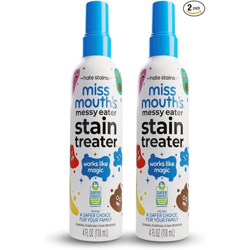 Miss Mouth's Messy Eater Stain Treater Spray - 4oz 2 Pack Stain Remover - Newborn & Baby Essentials - No Dry Cleaning Food, Grease, Coffee Off Laundry, Underwear, Fabric