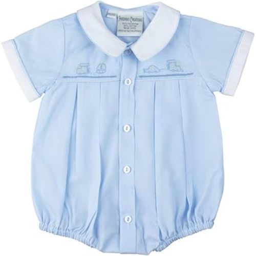 Train Embroidered Blue Creeper