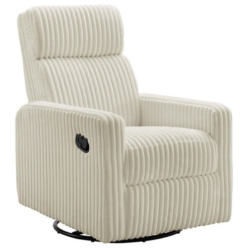 Oxford Baby Layton Swivel Nursery Glider Recliner in Corduroy Pearl White
