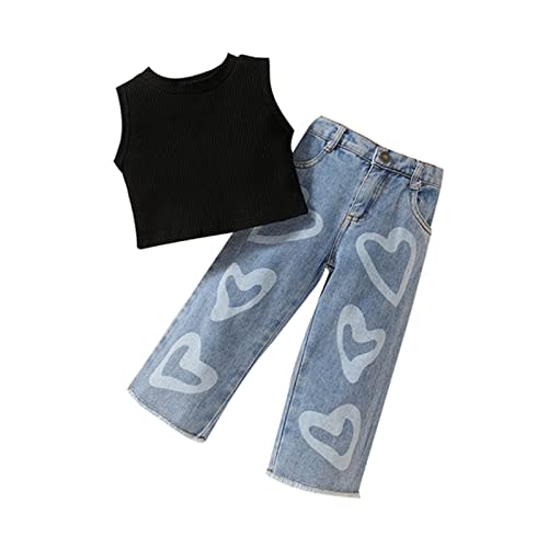 Fanvereka Kids Toddler Infant Baby Girls Summer Outfits Tank Top Jeans Denim Pants Suit Spring Clothes